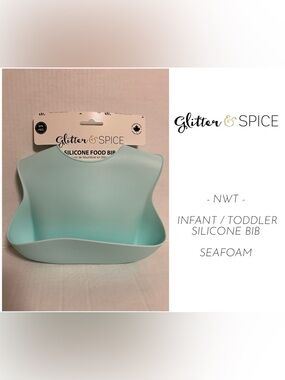 🆕GLITTER & SPICE - NWT - SEAFOAM SILICONE BIB